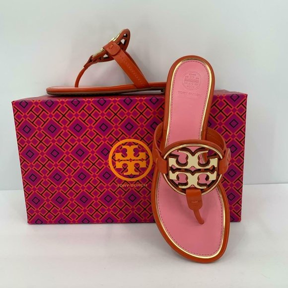 Tory Burch Shoes - Tory Burch Miller Canyon Orange leather thong sandal logo New shoe flip flop 7
